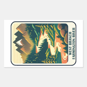 Sticker Rectangulaire Branche ouest Farmington River Connecticut Coloris