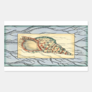 Sticker Rectangulaire Branches de coquillage et d'arbre
