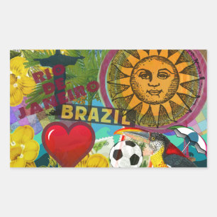 Sticker Rectangulaire Brésil Rio de Janiero Sun Travel Art coloré