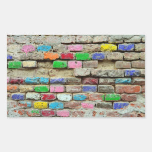 Sticker Rectangulaire briques colorées mur grunge texture motif