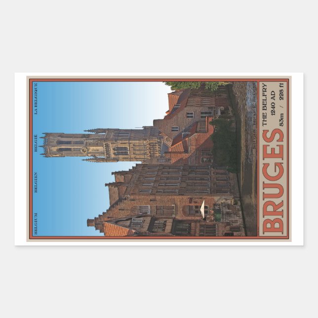Sticker Rectangulaire Brugge - Le Beffroi (Devant)