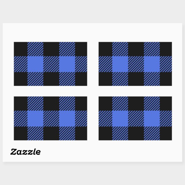Sticker Rectangulaire Buffalo Check Blue & Black Lumberjack Plaid Decor (Feuille)