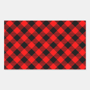 Sticker Rectangulaire Buffalo Check Rouge et Noir Lumberjack Plaid Decor