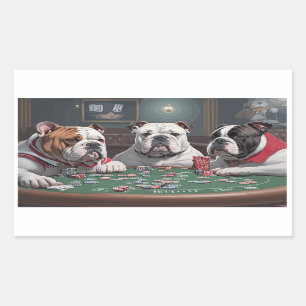 Sticker Rectangulaire Bulldogs playing poker