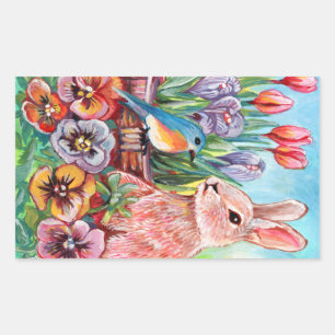Sticker Rectangulaire Bunny de printemps