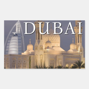 Sticker Rectangulaire Burj al Arab Mosquée du soir Dubaï