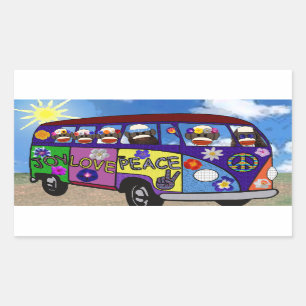 Sticker Rectangulaire Bus de paix de Sock Monkey