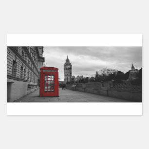 Sticker Rectangulaire Cabine téléphonique rouge dans l'autocollant
