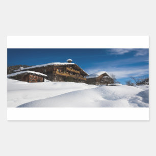 Sticker Rectangulaire Cabines traditionnels en bois de neige