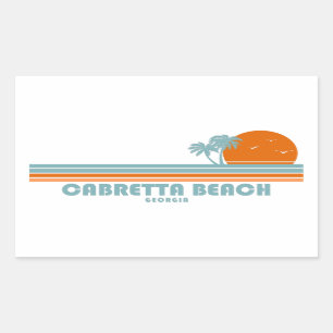 Sticker Rectangulaire Cabretta Beach Sapelo Island Géorgie Palmier Solei