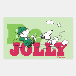 Sticker Rectangulaire cacahuètes   Linus & Snoopy Be Jolly