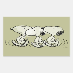 Sticker Rectangulaire cacahuètes Snoopy Walking Tall