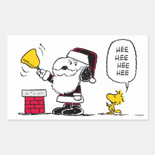 Sticker Rectangulaire cacahuètes Snoopy & Woodstock Père Noël Bell Rin