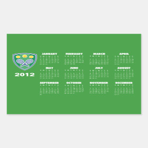 Sticker Rectangulaire Cadeau d'autocollant de tennis avec le calendrier