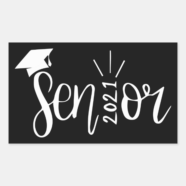 Sticker Rectangulaire Cadeau De Diplôme, Classe De 2021, Senior 2021 (Devant)