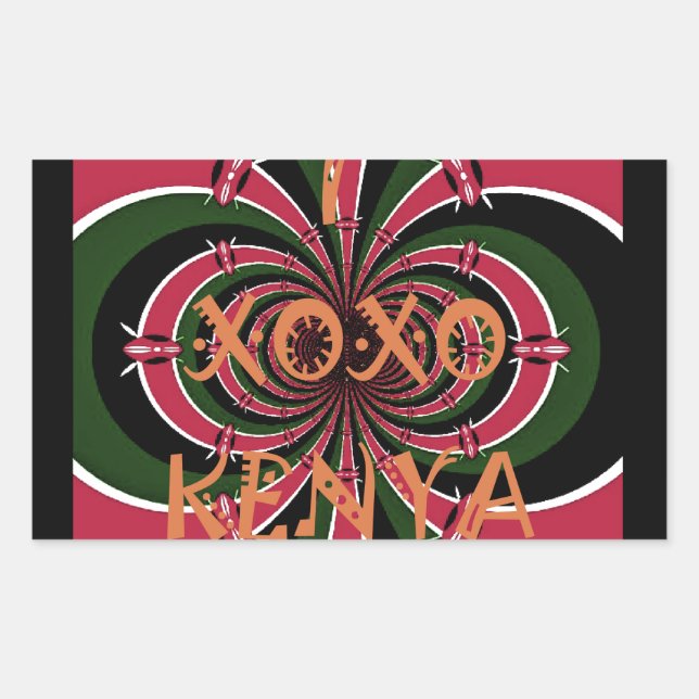 Sticker Rectangulaire Cadeau de voyage kenyan - Conception de câblage et (Devant)