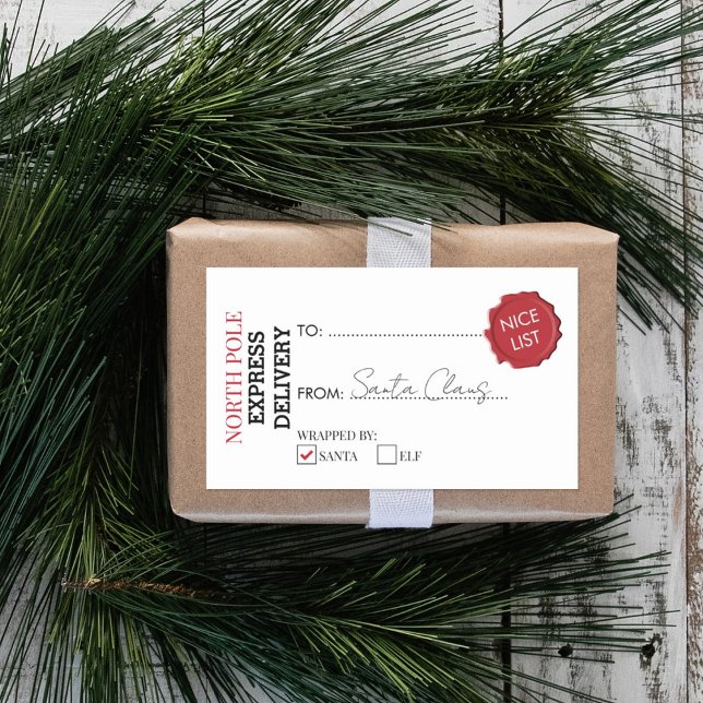 Sticker Rectangulaire Cadeau officiel du Père Noël présent du pôle Nord (Créateur téléchargé)