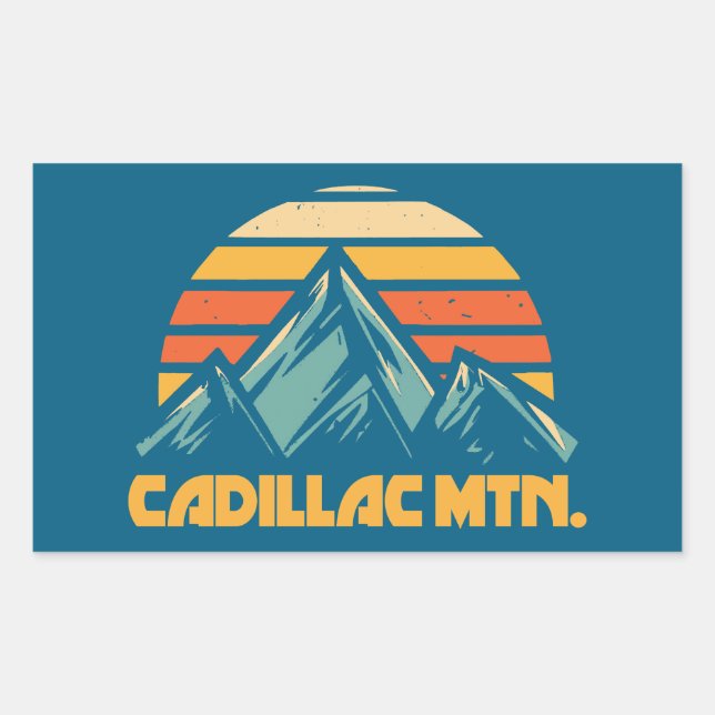 Sticker Rectangulaire Cadillac Mountain Retro Turquoise (Devant)