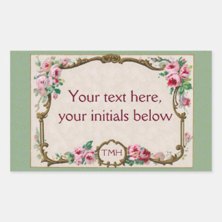 Sticker Rectangulaire Cadre blanc de parfum Rose d'antiquité