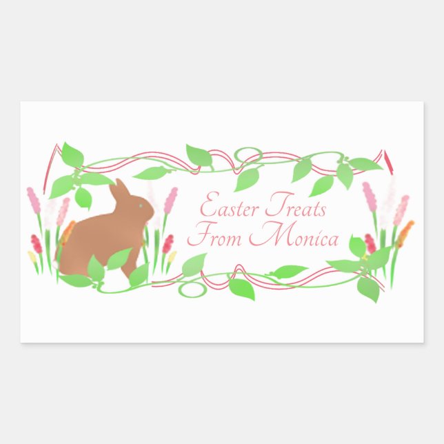 Sticker Rectangulaire Cadre de lapin de Pâques mignon (Devant)