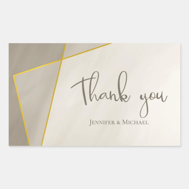 Sticker Rectangulaire cadre d'or moderne gris antique (Devant)