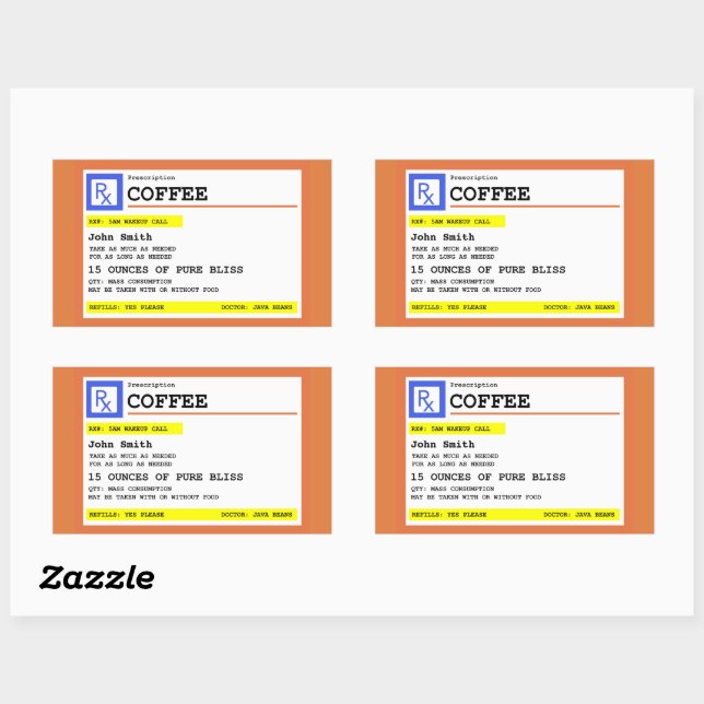 Sticker Rectangulaire Café d'ordonnance Rectanglular Rect personnalisé (Feuille)