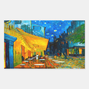 Sticker Rectangulaire Café Van Gogh Terrasse en soirée