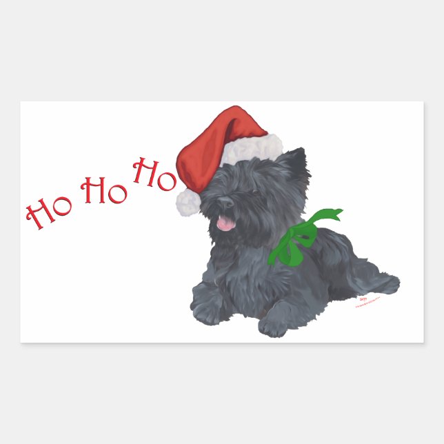 Sticker Rectangulaire Cairn Terrier Christmas (Devant)