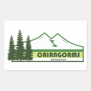 Sticker Rectangulaire Cairngorges vertes écossaises Parc national du Cai