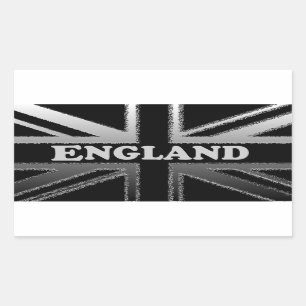 Sticker Rectangulaire Caisses de drapeau d'Union Jack de gris noir et