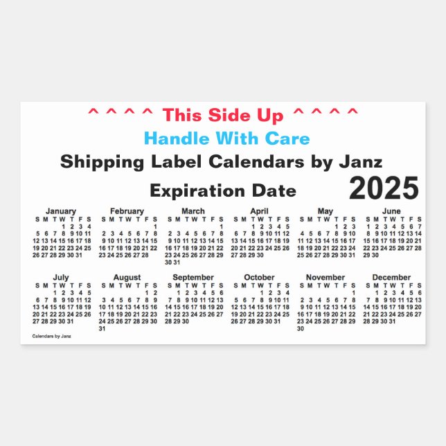 Sticker Rectangulaire Calendrier d'expédition blanc 2025 par Janz (Devant)