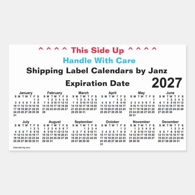 Sticker Rectangulaire Calendrier d'expédition blanc 2027 par Janz (Devant)