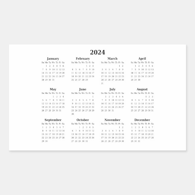 Sticker Rectangulaire Calendrier mensuel rectangulaire 2024 (Devant)