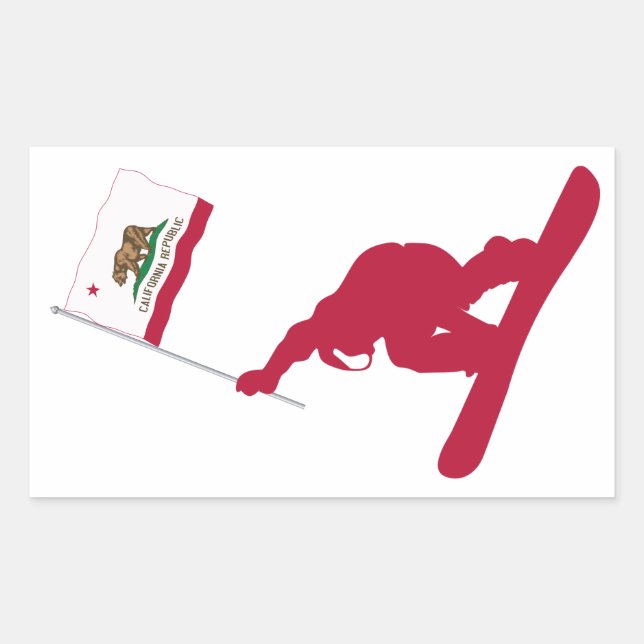 Sticker Rectangulaire California Flag Snowboard (Devant)