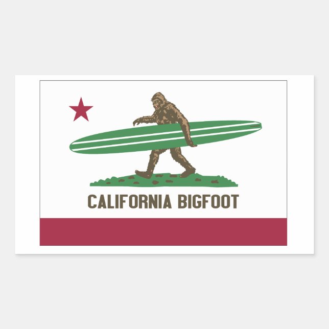 Sticker Rectangulaire California Surf Bigfoot Longboard (Devant)