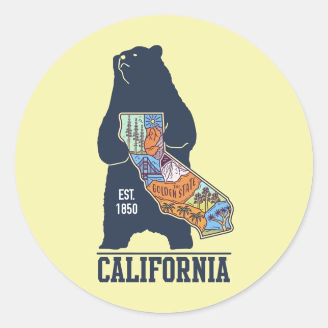 Sticker rectangulaire Californie Bear Golden State (Devant)