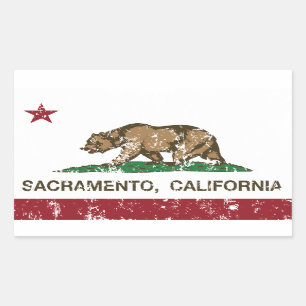 Sticker Rectangulaire californie drapeau sacramento en détresse