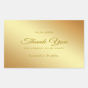 Sticker Rectangulaire Calligraphie Merci or Modèle élégant Top