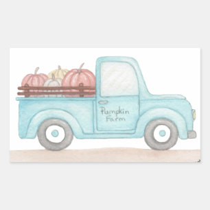 Sticker Rectangulaire Camion Citrouille Automne