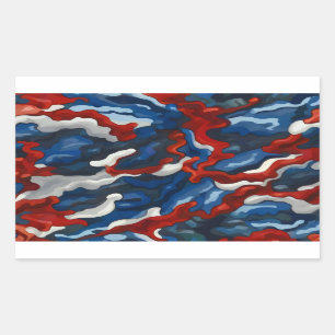 Sticker Rectangulaire camouflage bleu rouge