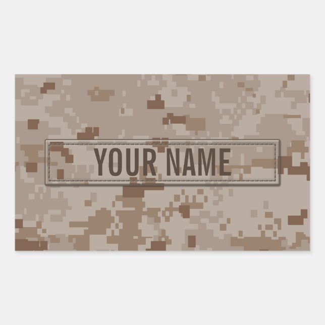 Sticker Rectangulaire Camouflage numérique désert personnalisable (Devant)