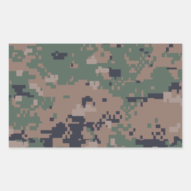 Sticker Rectangulaire Camouflage numérique en bois (Devant)