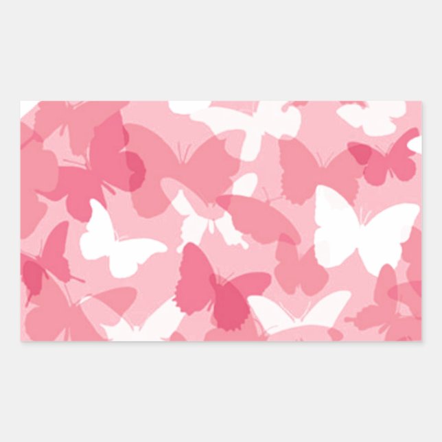 Sticker Rectangulaire Camouflage papillon rose (Devant)