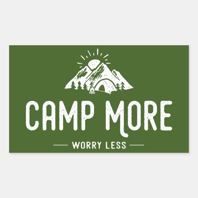 Sticker Rectangulaire Camp Plus S'Inquiéter Moins (Devant)