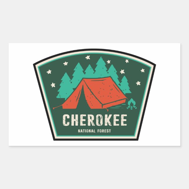 Sticker Rectangulaire Camping forestier national de Cherokee (Devant)
