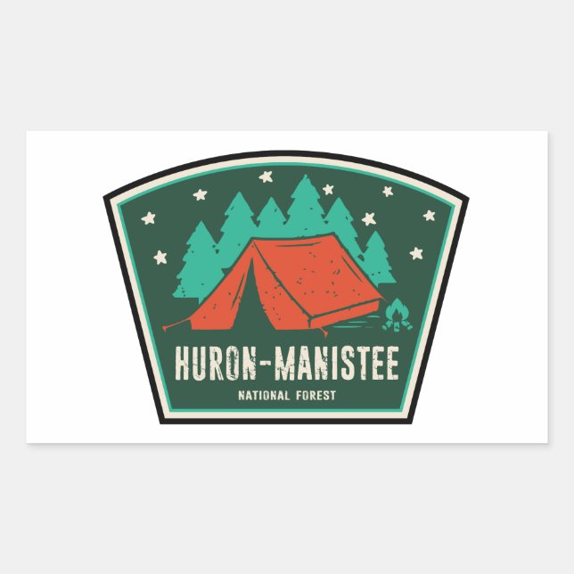 Sticker Rectangulaire Camping forestier national Huron-Manistee (Devant)