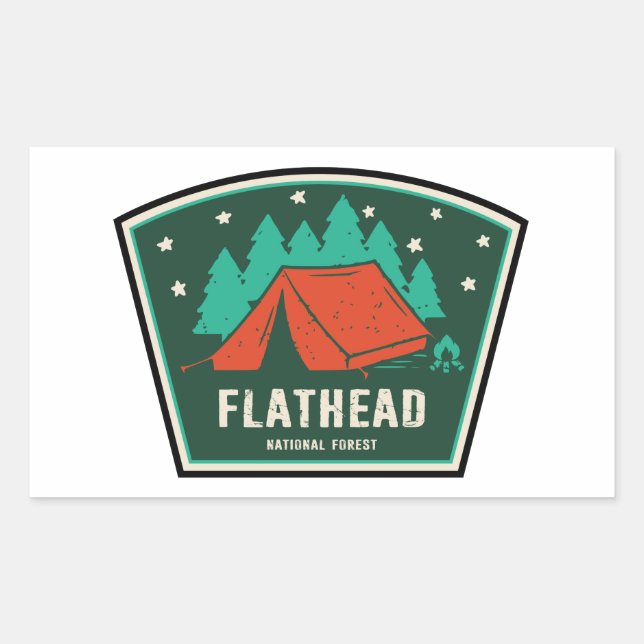 Sticker Rectangulaire Camping Forêt Nationale Flathead (Devant)