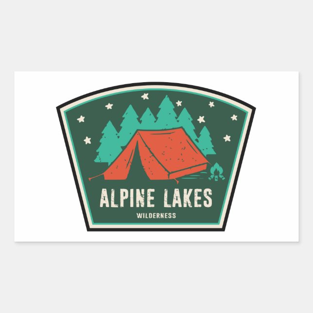 Sticker Rectangulaire Camping sauvage des lacs alpins (Devant)
