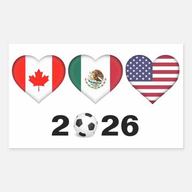 Sticker Rectangulaire Canada Mexique États-Unis accueillant le tournoi d (Devant)