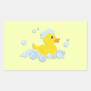Sticker Rectangulaire Canard en caoutchouc dans des bulles